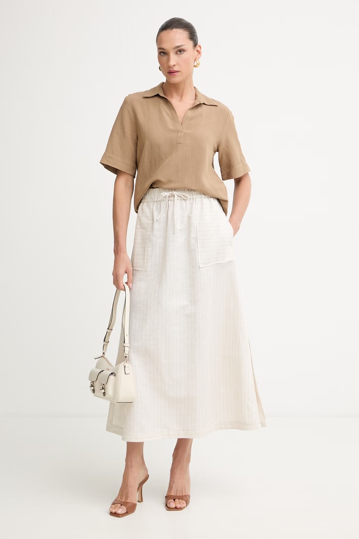 MM by Max Mara spódnica z lnem SUMERO 2616101018600 beżowy SS26