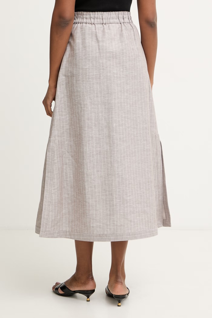 Ρούχα MM by Max Mara φούστα με λινό SUMERO 2616101018600 καφέ