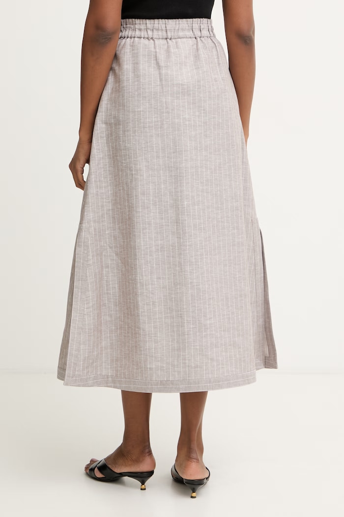 Ρούχα MM by Max Mara φούστα με λινό SUMERO 2616101018600 καφέ