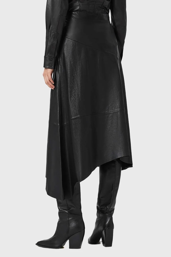 Δερμάτινη φούστα AllSaints W073RD μαύρο SS26