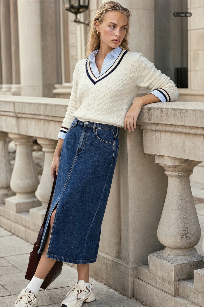 Tommy Hilfiger Fustă jeans bleumarin WW0WW47729