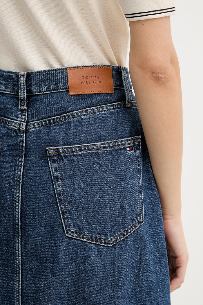 Fustă jeans Tommy Hilfiger bleumarin WW0WW47729