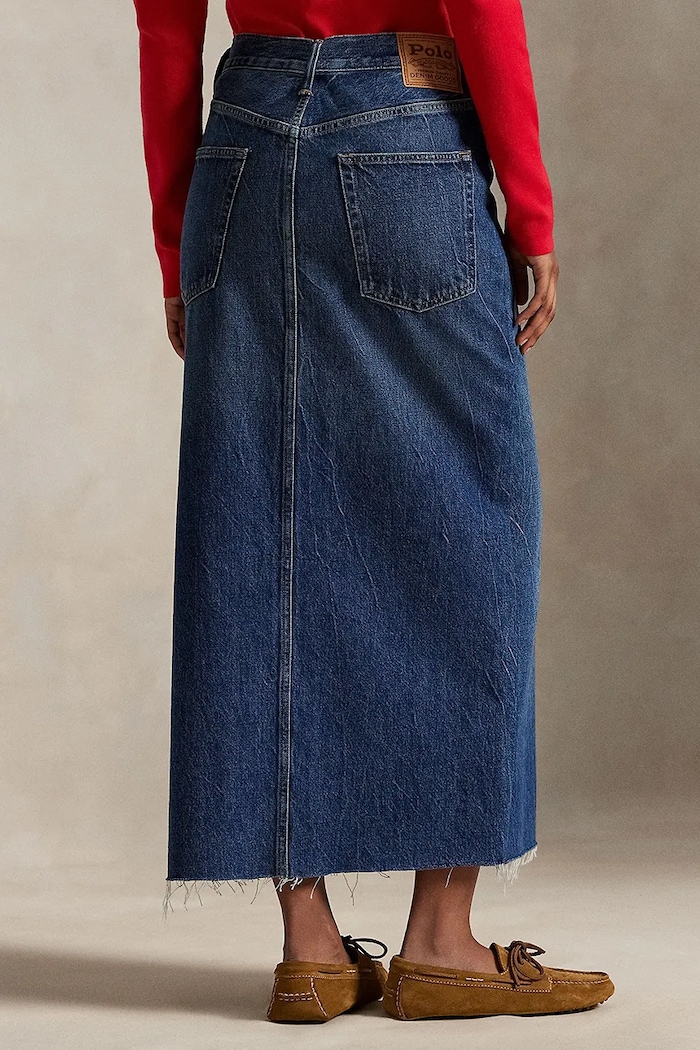 Rifľová sukňa Polo Ralph Lauren 211A95501 tmavomodrá SS26