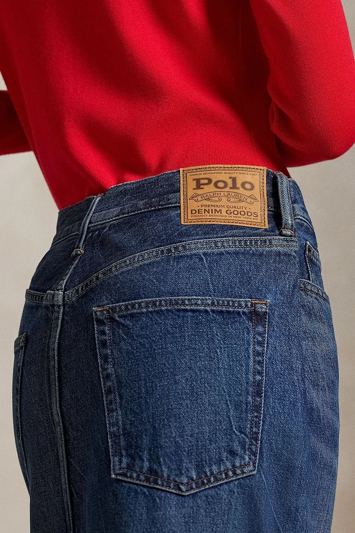 Rifľová sukňa Polo Ralph Lauren tmavomodrá 211A95501