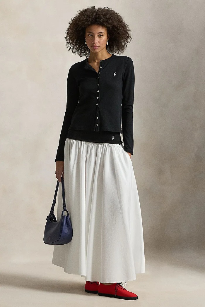 Odzież Polo Ralph Lauren spódnica bawełniana 211A96329 biały