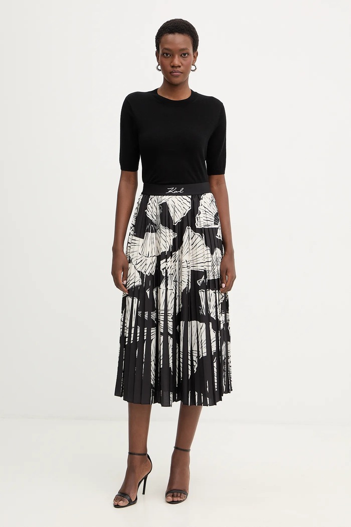 Karl Lagerfeld spódnica COMMERCIAL PLEATED B1W12008 czarny SS26