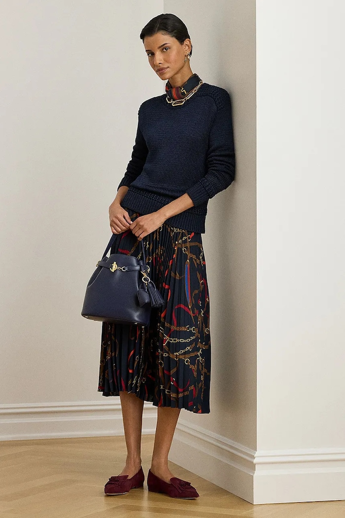 Sukňa Lauren Ralph Lauren 200P03550 tmavomodrá SS26