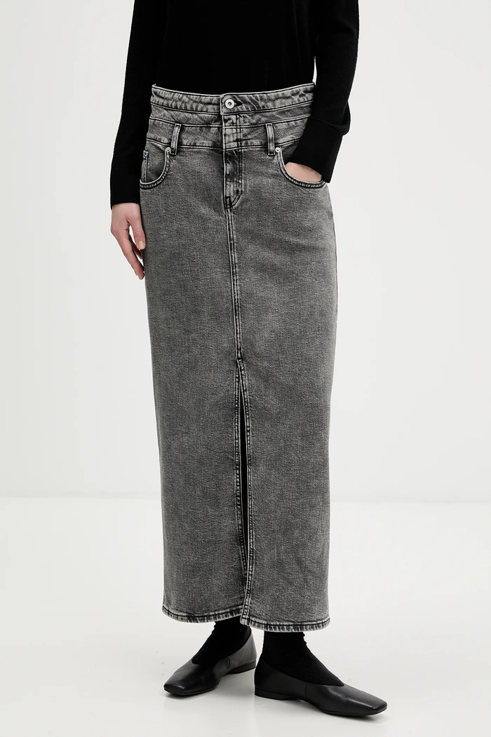 Karl Lagerfeld Jeans fustă jeans uni gri B1W12016