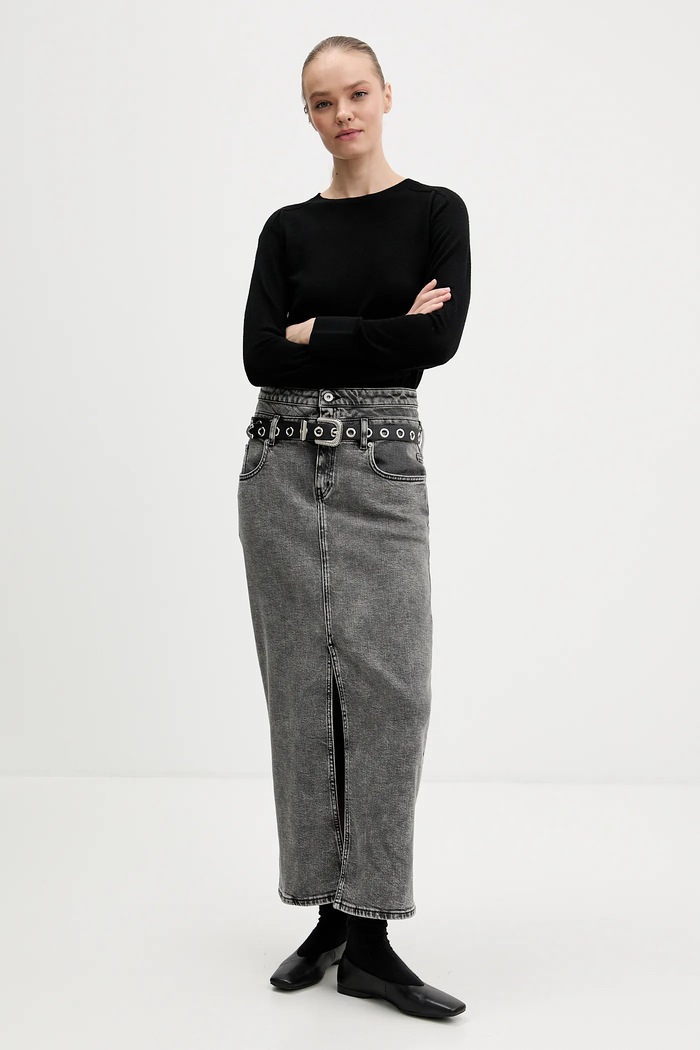 Karl Lagerfeld Jeans fustă jeans B1W12016 gri SS26