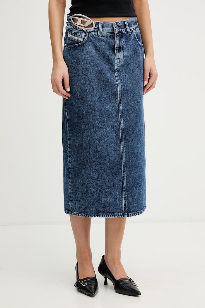 Diesel fustă cu crăpătură denim DE-SKYE-S1 albastru A21716.0ADCD
