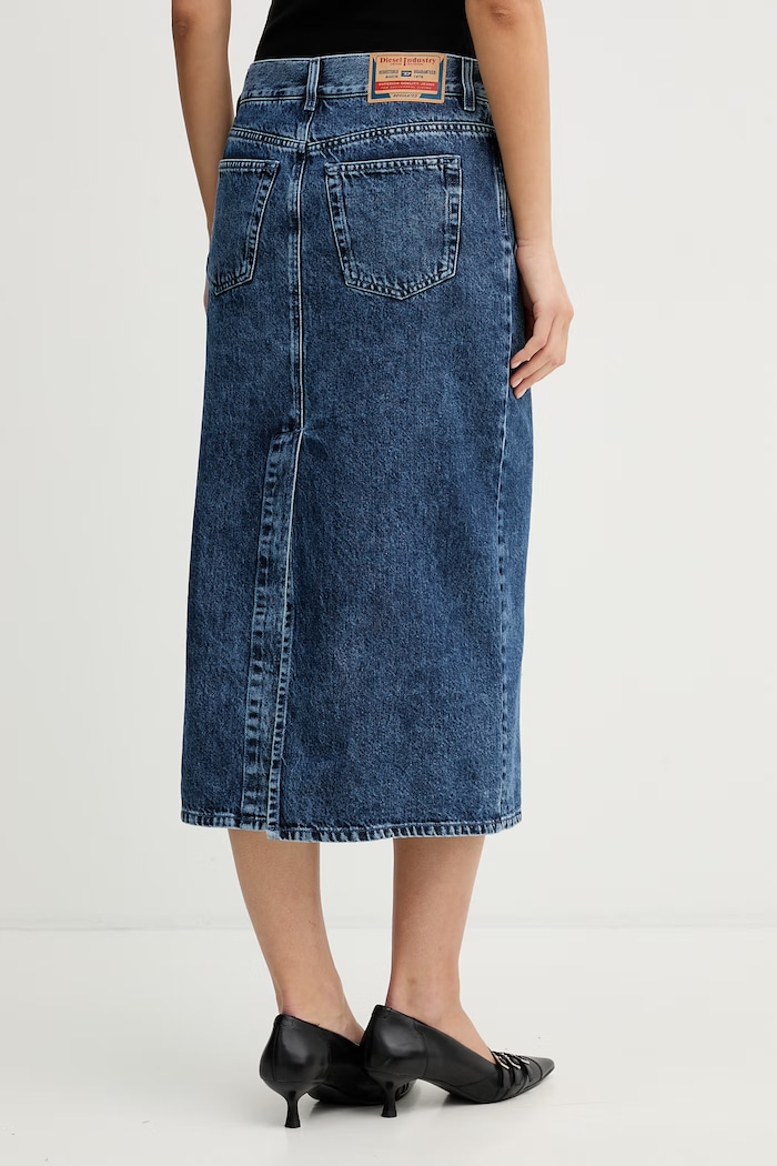 Diesel fustă cu crăpătură denim DE-SKYE-S1 A21716.0ADCD albastru SS26