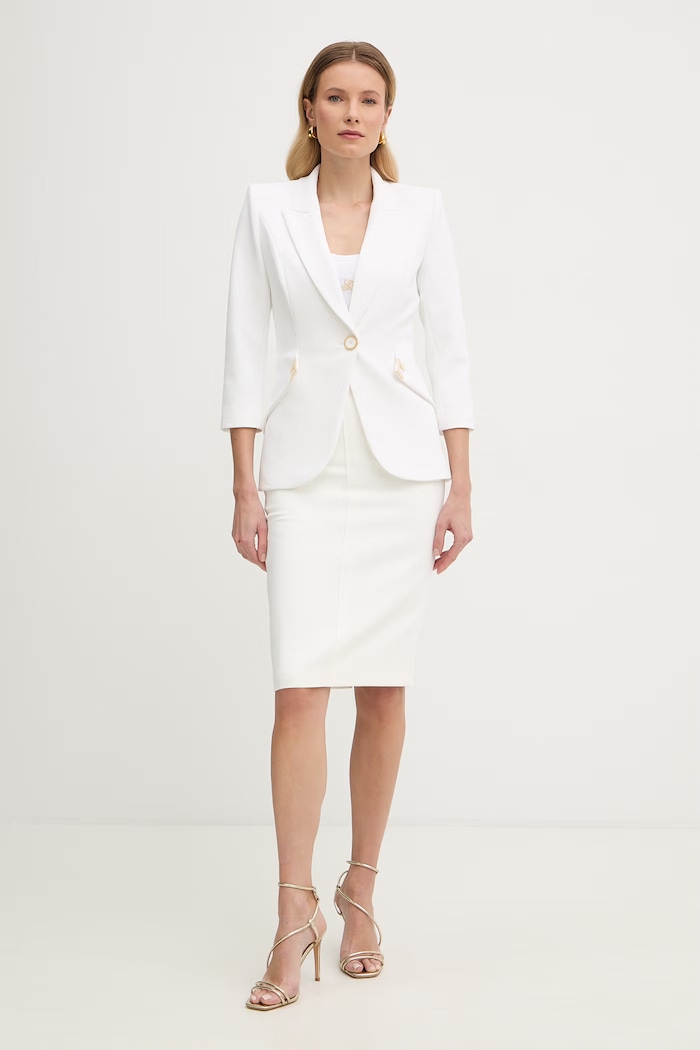 Elisabetta Franchi spódnica z rozcięciem GO15761E2 beżowy SS26