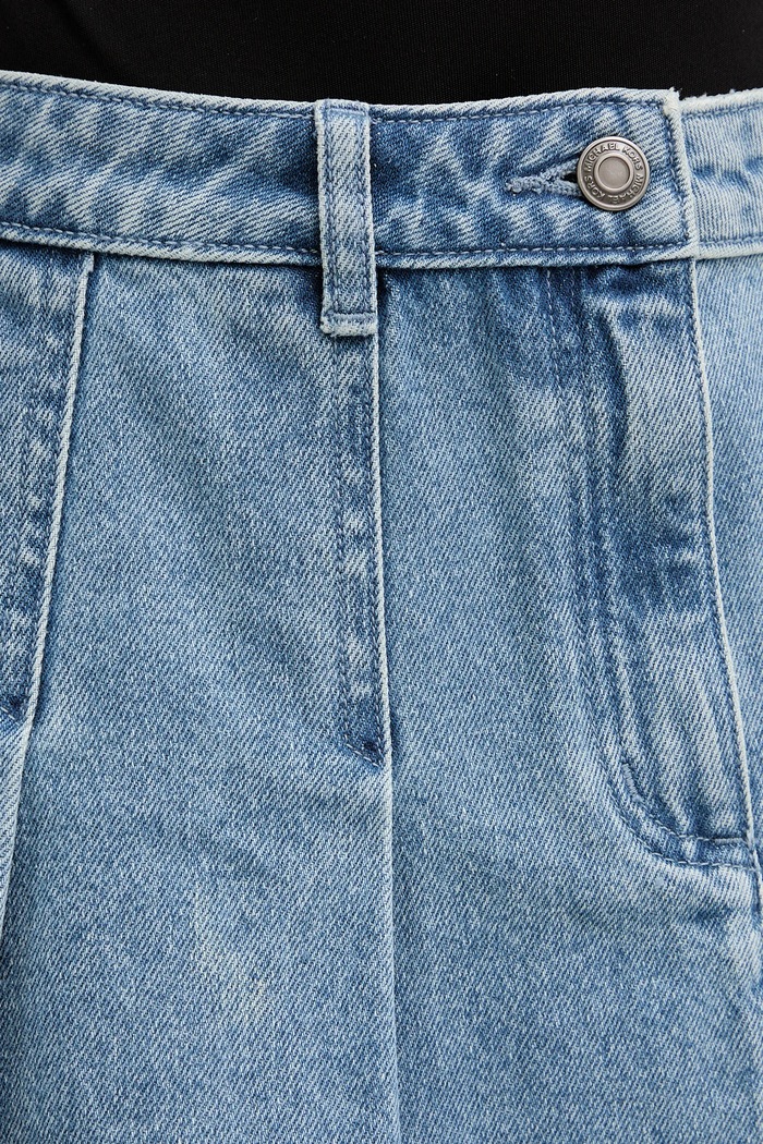 Rifľová sukňa MICHAEL Michael Kors modrá MR670M0FAU