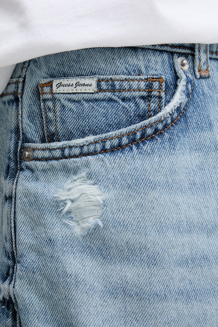 Guess Jeans rifľová sukňa modrá W6RD0Q.D6532