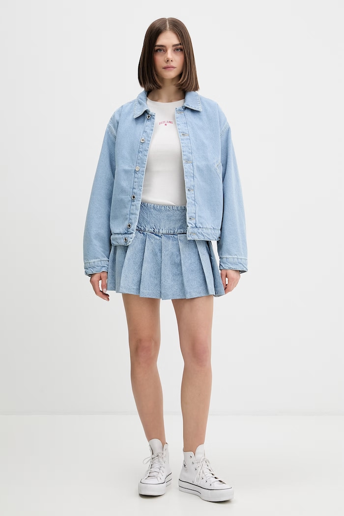 Guess Jeans džínová sukně W6RD38.D6552 modrá SS26