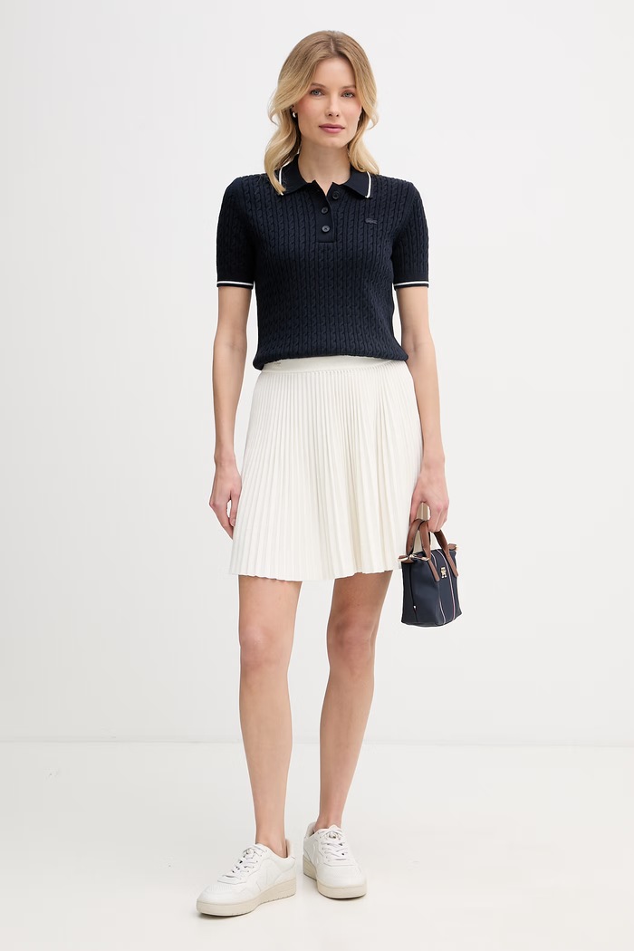 Lacoste plisovaná sukně s viskózou JF9865 béžová SS26