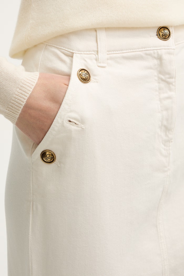 Luisa Spagnoli fustă jeans Targhetta bej 542974