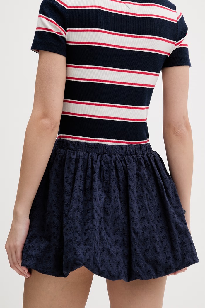 Oblečenie Guess Jeans sukňa bavlnená W6GD63.WO331 tmavomodrá