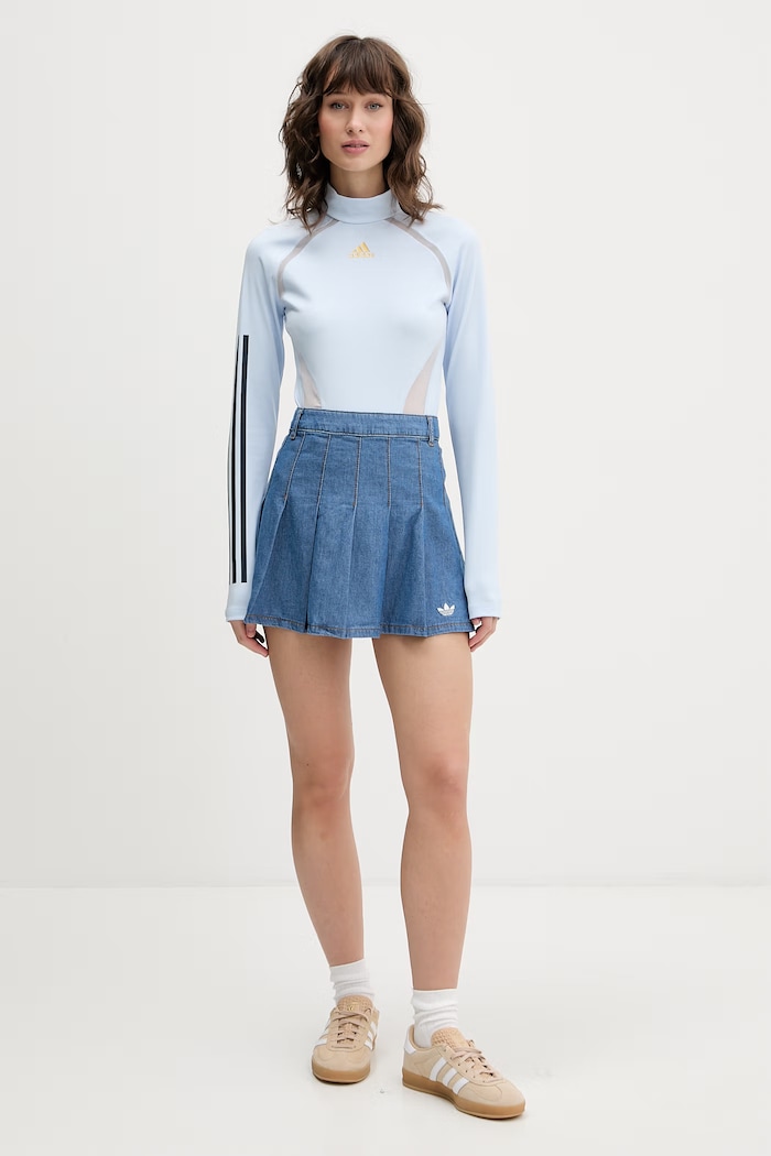 adidas Originals skladaná sukňa rifľová KD5523 modrá SS26