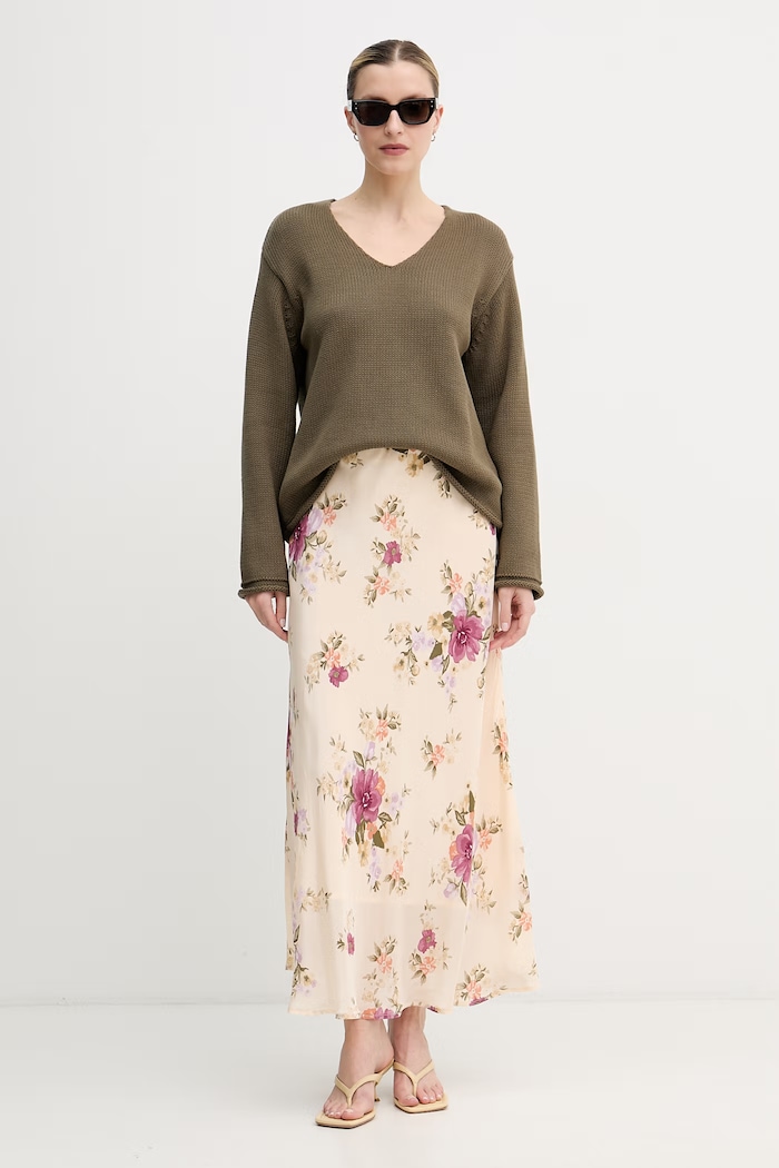 United Colors of Benetton spódnica z wiskozy 4LKED005S beżowy SS26