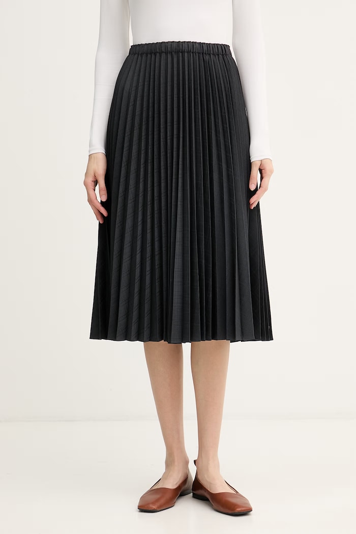 Tommy Hilfiger spódnica plisowana z dodatkiem wełny szary WW0WW49022