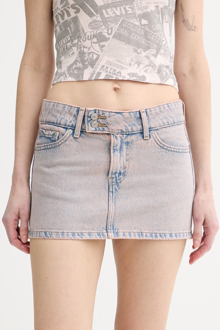 Levi's fustă jeans SUPERLOW MINI uni roz 003Z7.0005