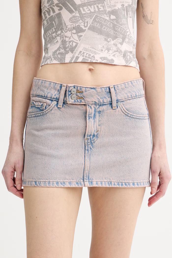 Levi's fustă jeans SUPERLOW MINI uni roz 003Z7.0005