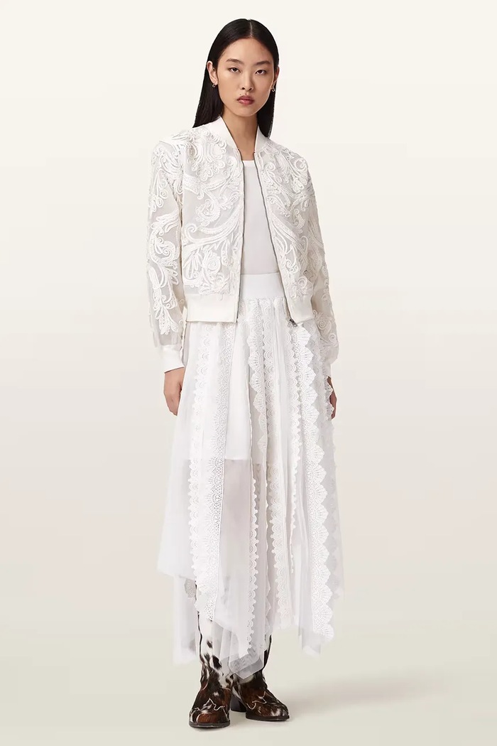 Φούστα AllSaints VASHTIE W034RE λευκό