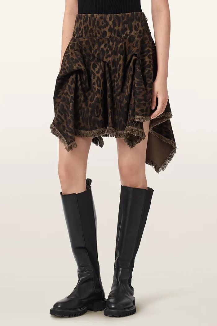 AllSaints fustă asimetrică CRISSY maro W048RE