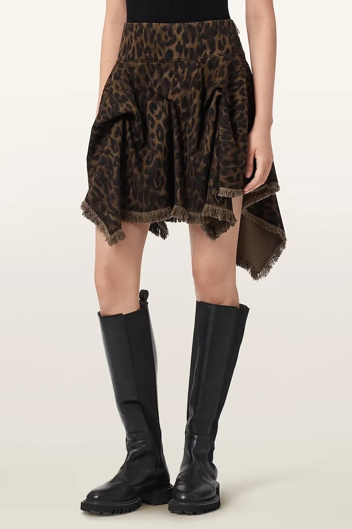 AllSaints fustă asimetrică CRISSY maro W048RE