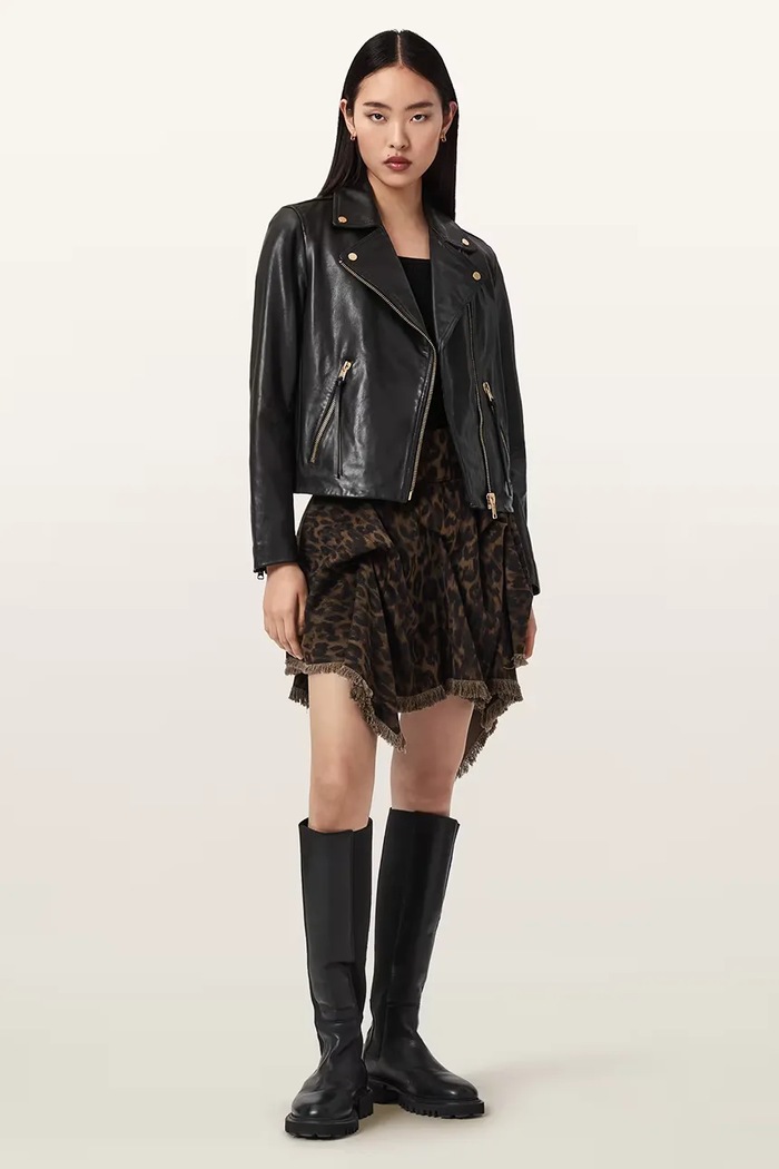 Îmbrăcăminte AllSaints fustă asimetrică CRISSY W048RE maro