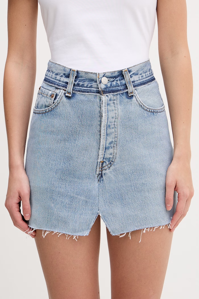 VETEMENTS spódnica jeansowa gładkie niebieski WE76DK347N3