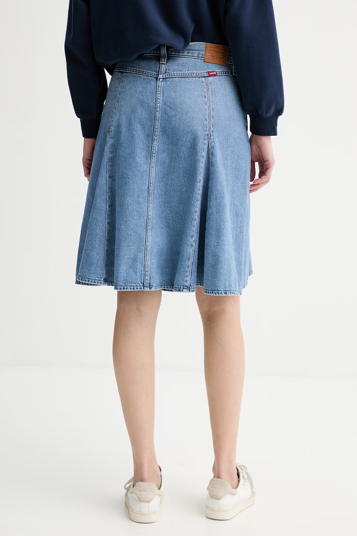 Îmbrăcăminte Levi's fustă jeans GODET KNEE LENGTH 005N8 albastru