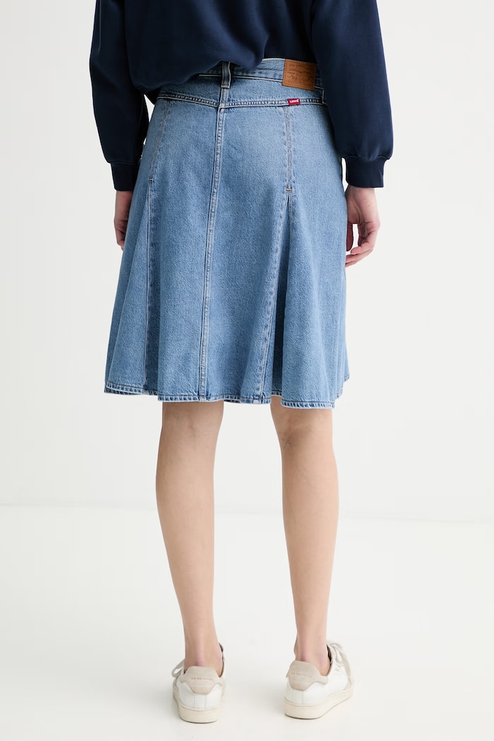 Îmbrăcăminte Levi's fustă jeans GODET KNEE LENGTH 005N8 albastru