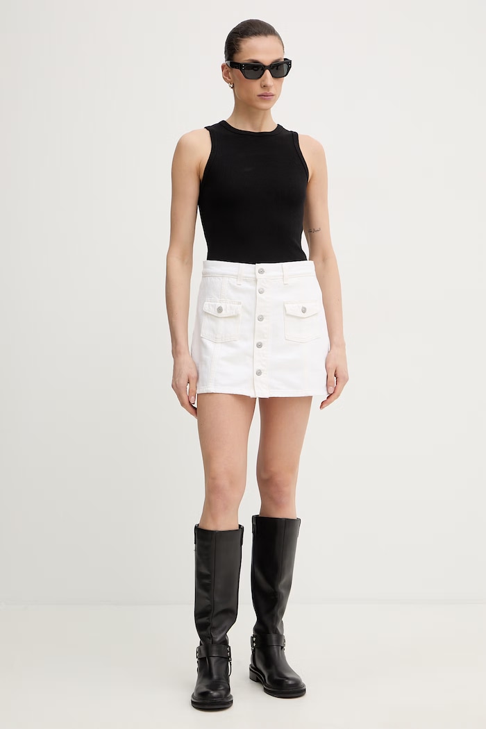 Levi's sukňa bavlnená BUTTON FRONT 005NA béžová SS26