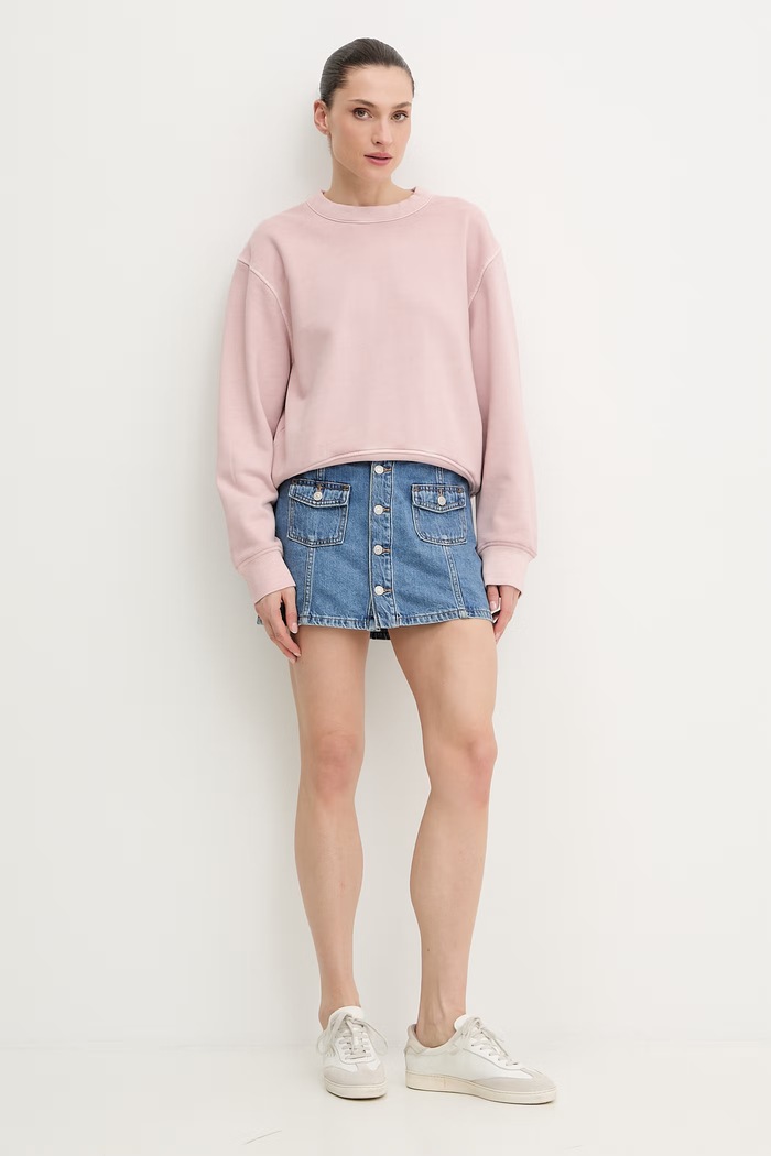 Levi's sukňa bavlnená BUTTON FRONT 005NA modrá SS26