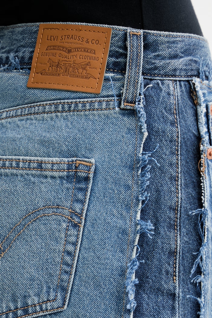 Rifľová sukňa Levi's DECONSTRUCTED EDGE modrá 005Q4