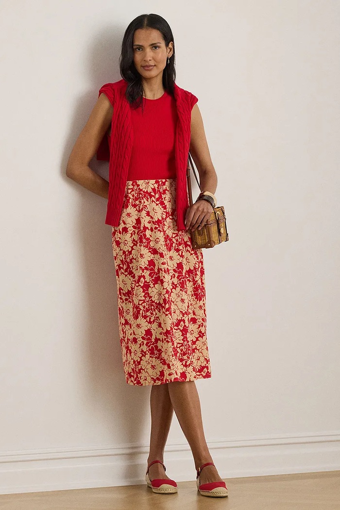Φούστα Lauren Ralph Lauren 200P08689 κόκκινο