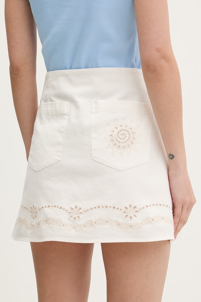 Odzież Tommy Jeans spódnica z bawełną DW0DW22297 beżowy