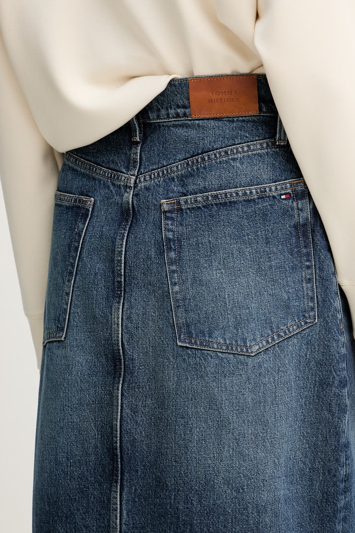 Tommy Hilfiger sukňa rifľová tmavomodrá WW0WW50618