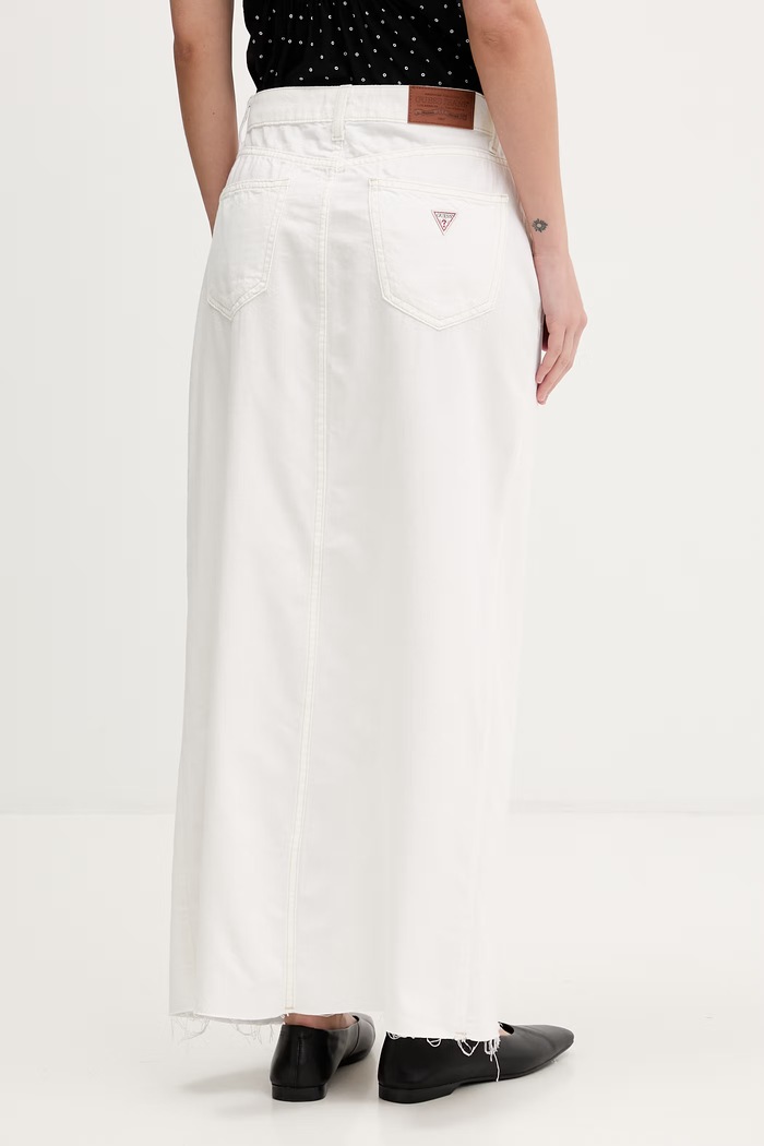 Oblečení Guess Jeans sukně s rozparkem džínová W6GD52.D5NW2 bílá