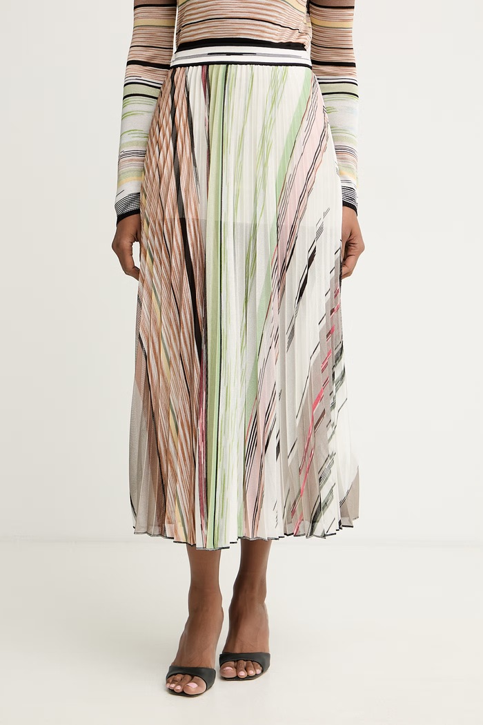 Missoni fustă plisată cu vâscoză bej DS26SH10.BK01GP