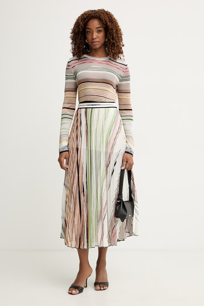 Missoni fustă plisată cu vâscoză DS26SH10.BK01GP bej SS26