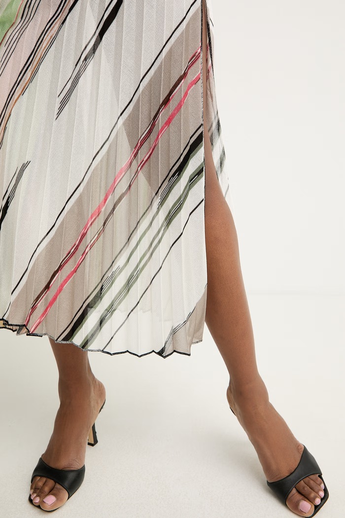 Missoni fustă plisată cu vâscoză bej DS26SH10.BK01GP