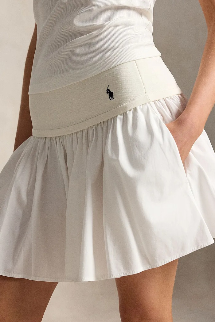 Polo Ralph Lauren POPLIN-WVN-SKIRT sukňa bavlnená biela 211A12965002