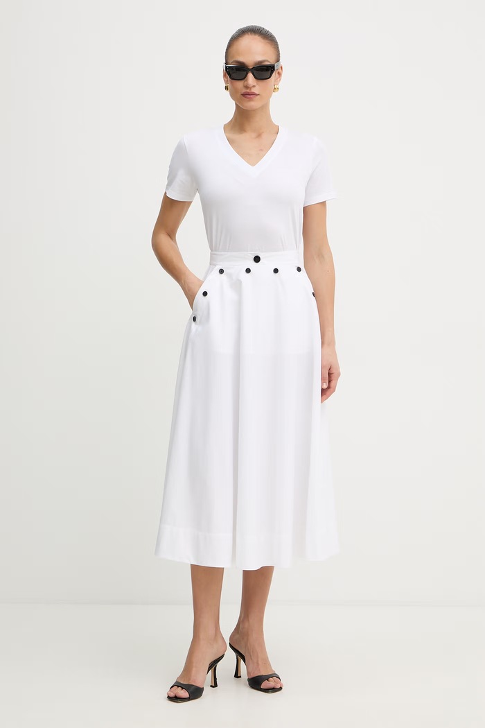 Karl Lagerfeld sukňa bavlnená B2W12004 biela SS26