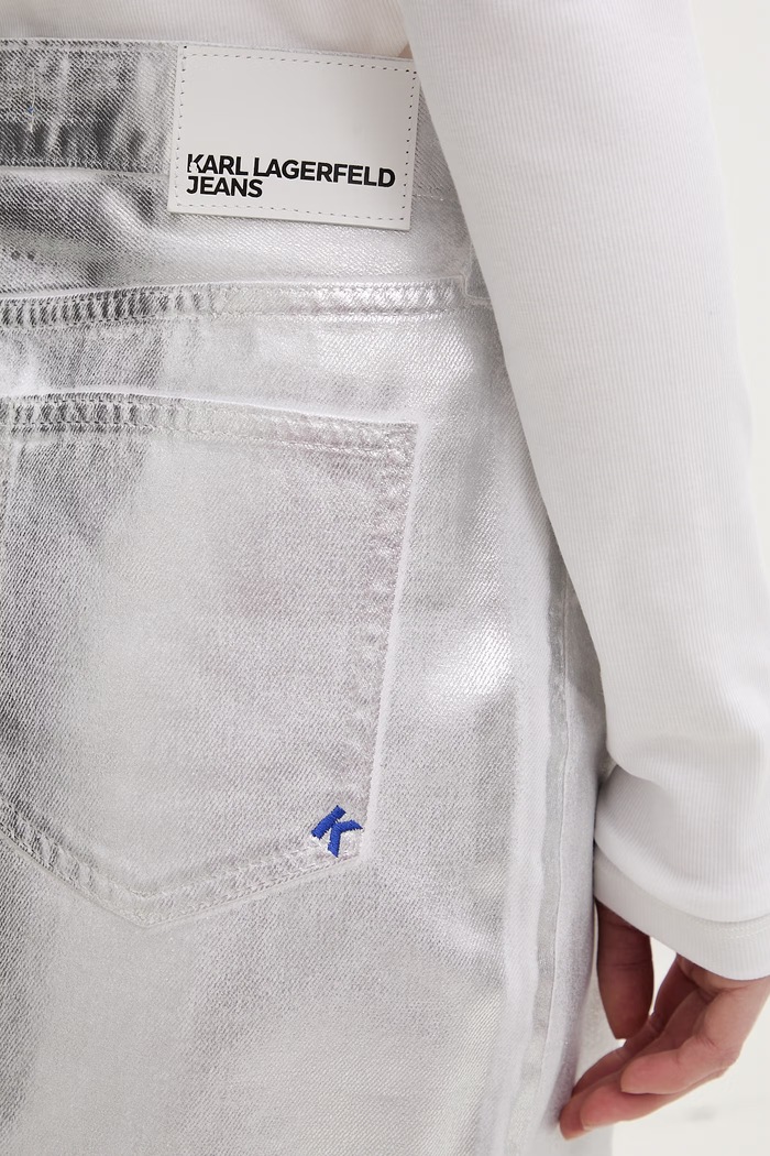 Karl Lagerfeld Jeans fustă din bumbac argintiu B2W12024