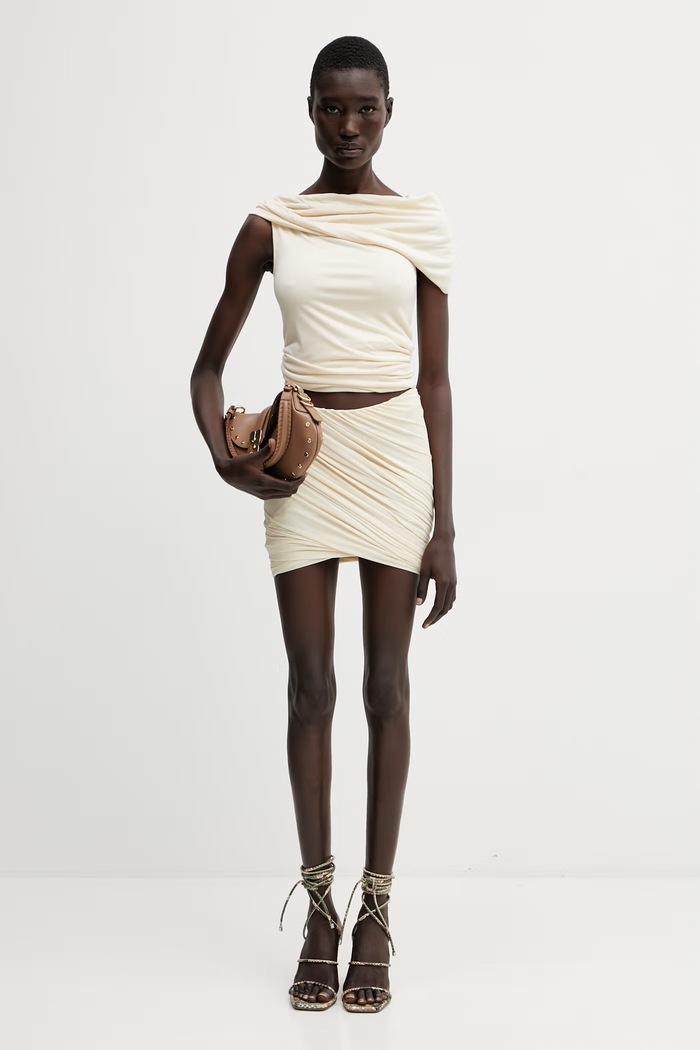 Rick Owens Lilies sukňa s viskózou Luna LI01F7309.CVI béžová