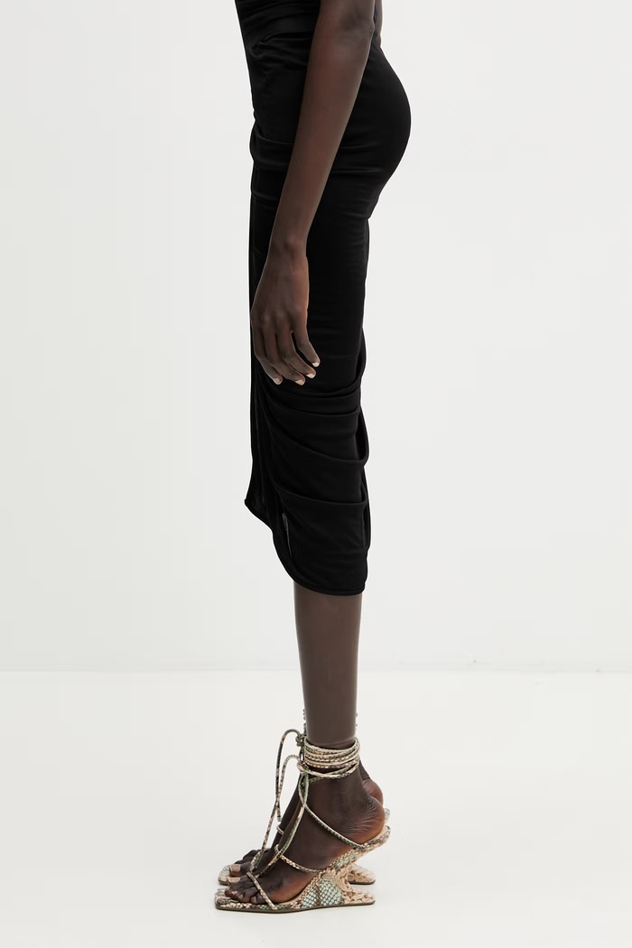 Rick Owens Lilies asymetrická sukňa z viskózy LI01F7320.JVS čierna SS26