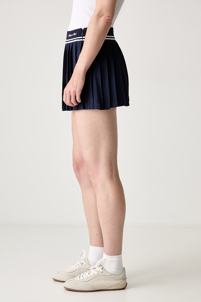 Sporty & Rich Abigail spódnica plisowana z wiskozy SK01275326BL106 granatowy SS26